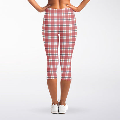 Pastel Madras Pattern Print Women's Capri Leggings