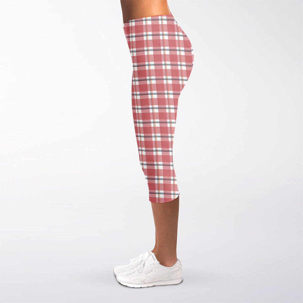 Pastel Madras Pattern Print Women's Capri Leggings