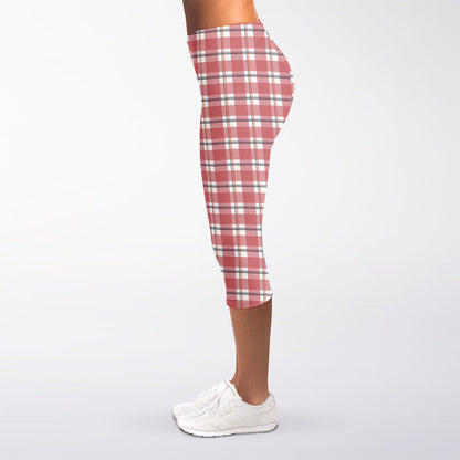 Pastel Madras Pattern Print Women's Capri Leggings
