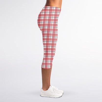 Pastel Madras Pattern Print Women's Capri Leggings