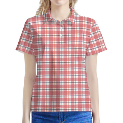 Pastel Madras Pattern Print Women's Polo Shirt