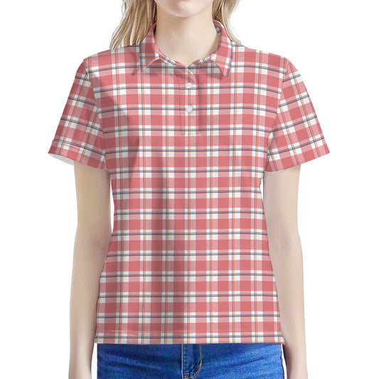 Pastel Madras Pattern Print Women's Polo Shirt
