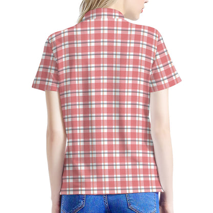 Pastel Madras Pattern Print Women's Polo Shirt