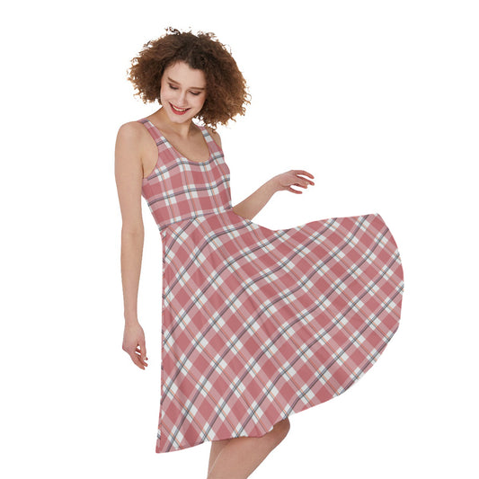 Pastel Madras Pattern Print Women's Sleeveless Dress