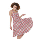 Pastel Madras Pattern Print Women's Sleeveless Dress