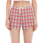 Pastel Madras Pattern Print Women's Split Running Shorts
