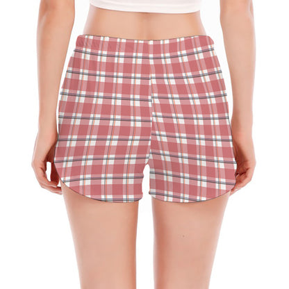 Pastel Madras Pattern Print Women's Split Running Shorts