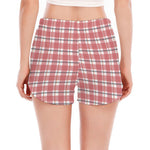 Pastel Madras Pattern Print Women's Split Running Shorts
