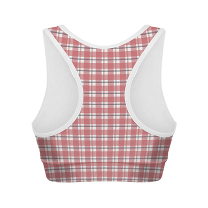 Pastel Madras Pattern Print Women's Sports Bra