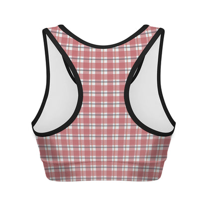 Pastel Madras Pattern Print Women's Sports Bra