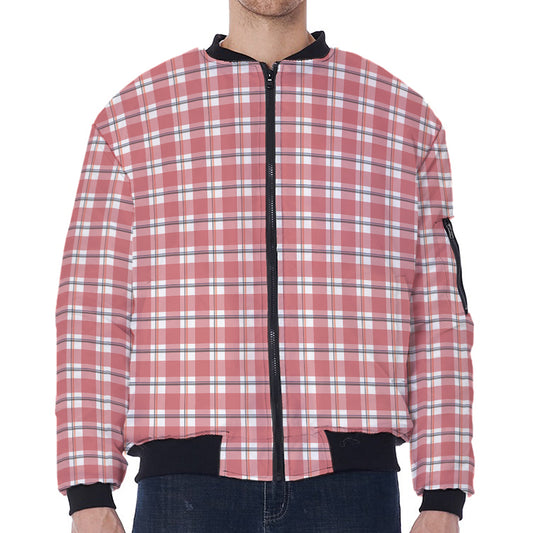 Pastel Madras Pattern Print Zip Sleeve Bomber Jacket