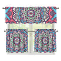 Pastel Mandala Bohemian Pattern Print 3 Piece Kitchen Curtains