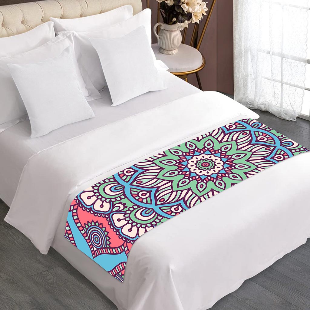 Pastel Mandala Bohemian Pattern Print Bed Runner