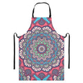 Pastel Mandala Bohemian Pattern Print Bib Apron With Pocket