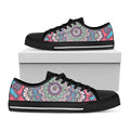 Pastel Mandala Bohemian Pattern Print Black Low Top Sneakers