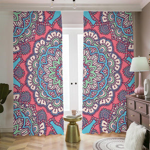 Pastel Mandala Bohemian Pattern Print Blackout Pencil Pleat Curtains