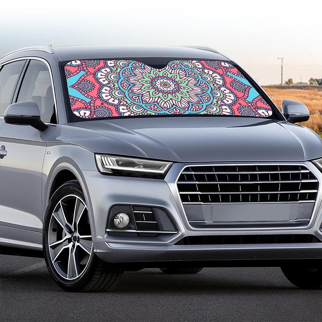 Pastel Mandala Bohemian Pattern Print Car Windshield Sun Shade