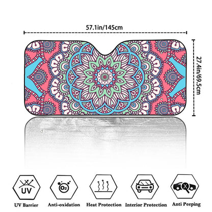 Pastel Mandala Bohemian Pattern Print Car Windshield Sun Shade