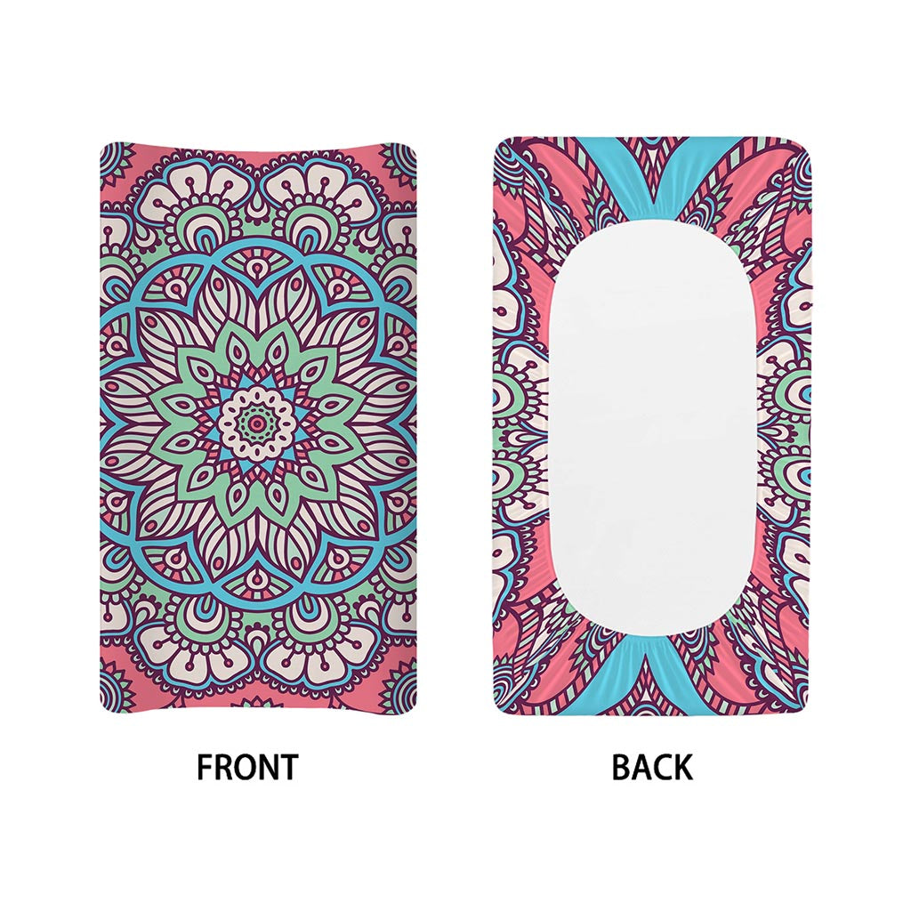 Pastel Mandala Bohemian Pattern Print Changing Pad Cover