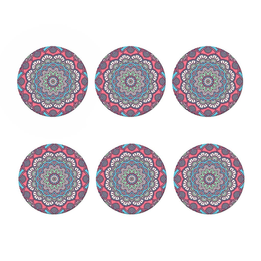 Pastel Mandala Bohemian Pattern Print Coaster Set