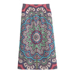 Pastel Mandala Bohemian Pattern Print Cotton Front Slit Maxi Skirt