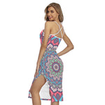 Pastel Mandala Bohemian Pattern Print Cross Back Cami Dress