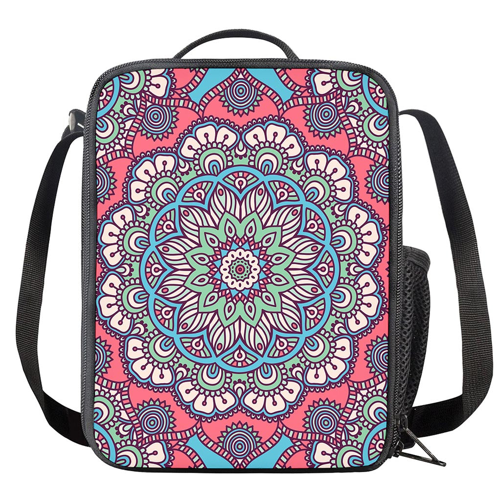 Pastel Mandala Bohemian Pattern Print Crossbody Lunch Bag