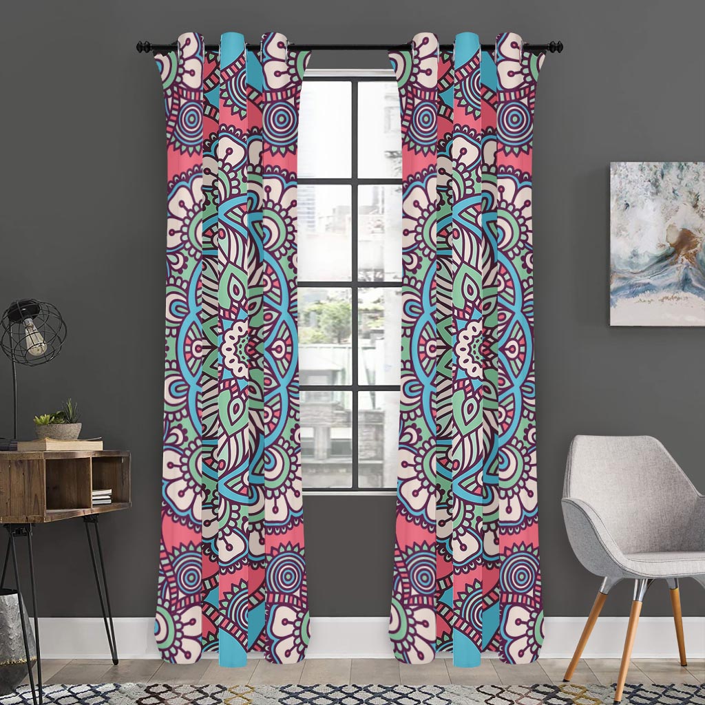 Pastel Mandala Bohemian Pattern Print Curtain