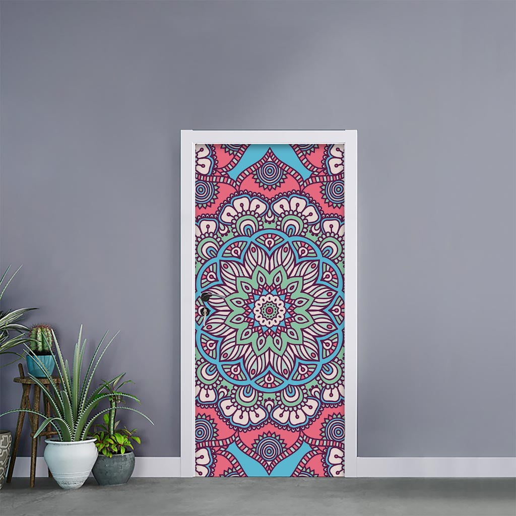 Pastel Mandala Bohemian Pattern Print Door Sticker