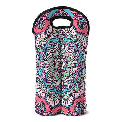 Pastel Mandala Bohemian Pattern Print Double Neoprene Wine Tote