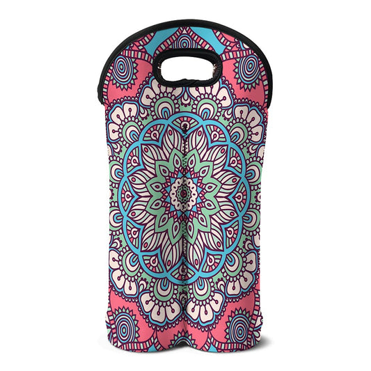 Pastel Mandala Bohemian Pattern Print Double Neoprene Wine Tote