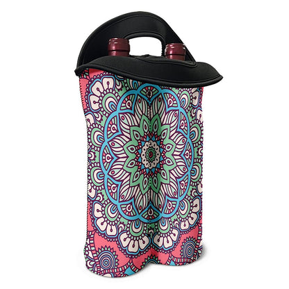Pastel Mandala Bohemian Pattern Print Double Neoprene Wine Tote