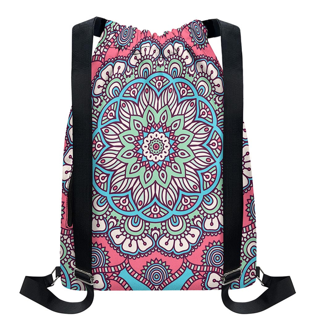 Pastel Mandala Bohemian Pattern Print Drawstring Backpack