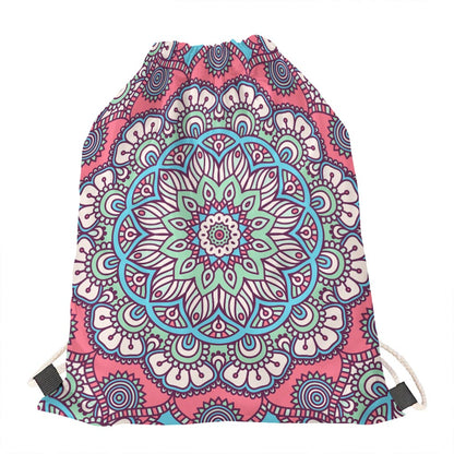 Pastel Mandala Bohemian Pattern Print Drawstring Bag