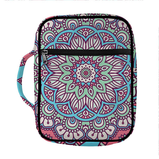 Pastel Mandala Bohemian Pattern Print Front Pocket Bible Bag
