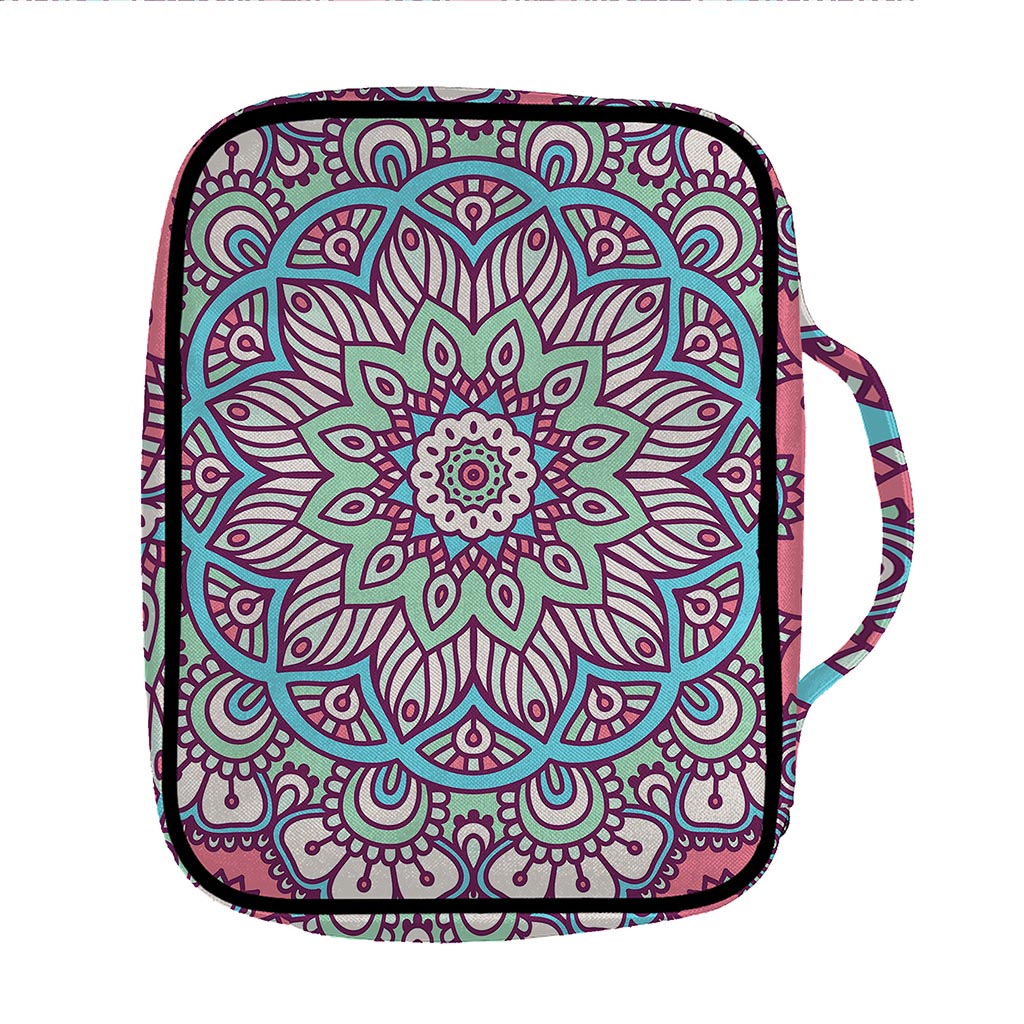 Pastel Mandala Bohemian Pattern Print Front Pocket Bible Bag