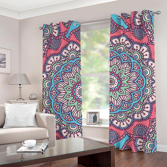 Pastel Mandala Bohemian Pattern Print Grommet Curtains