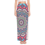 Pastel Mandala Bohemian Pattern Print High Slit Maxi Skirt