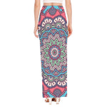 Pastel Mandala Bohemian Pattern Print High Slit Maxi Skirt