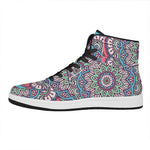 Pastel Mandala Bohemian Pattern Print High Top Leather Sneakers