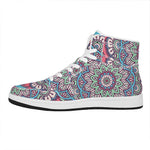 Pastel Mandala Bohemian Pattern Print High Top Leather Sneakers