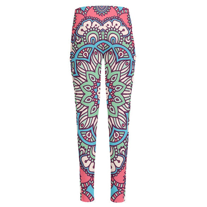 Pastel Mandala Bohemian Pattern Print High-Waisted Pocket Leggings