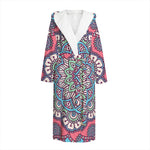 Pastel Mandala Bohemian Pattern Print Hooded Bathrobe