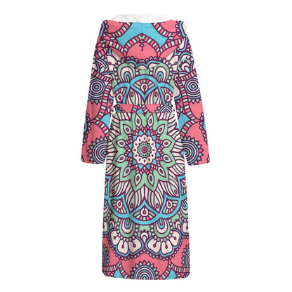 Pastel Mandala Bohemian Pattern Print Hooded Bathrobe
