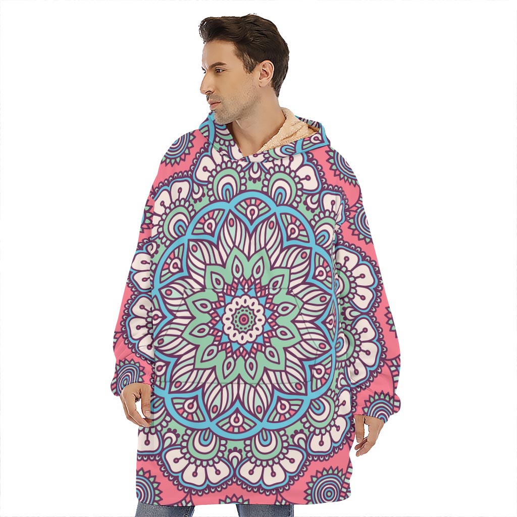 Pastel Mandala Bohemian Pattern Print Hoodie Blanket