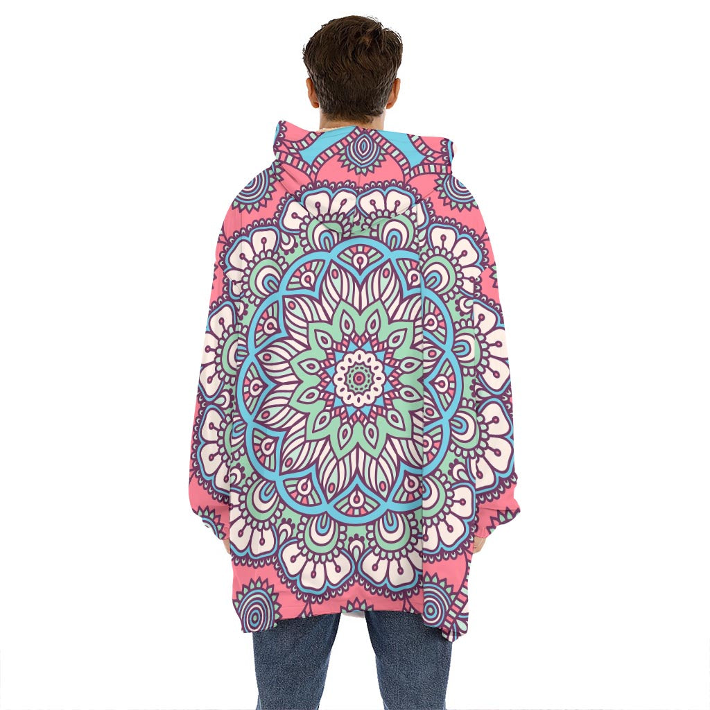 Pastel Mandala Bohemian Pattern Print Hoodie Blanket