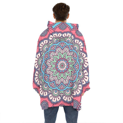 Pastel Mandala Bohemian Pattern Print Hoodie Blanket