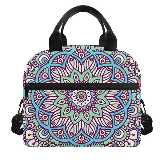 Pastel Mandala Bohemian Pattern Print Insulated Lunch Bag