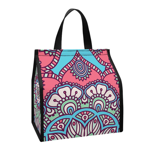 Pastel Mandala Bohemian Pattern Print Insulated Lunch Tote