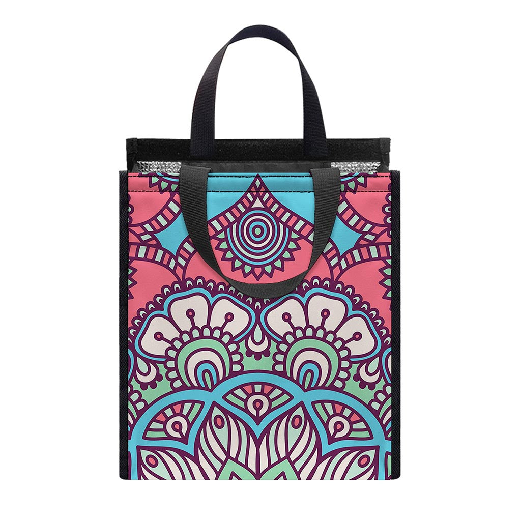 Pastel Mandala Bohemian Pattern Print Insulated Lunch Tote